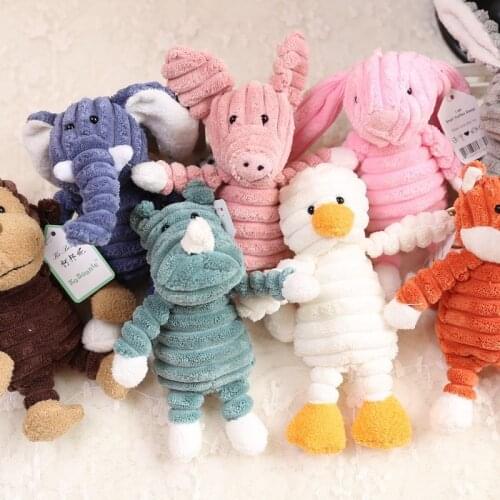 Baby Elephant Lion Fox Rabbit Pig Panda Duck Monkey Soft Stuffed Toys Cute Torest Animal Plush Toy For Kids Stripe