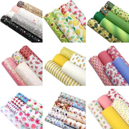 David accessories 20*33cm 9Pcs/set Fruit Avocado Summer Synthetic Leather Set Patchwork Hair Bow DIY Handmade Materials,1Yc10516