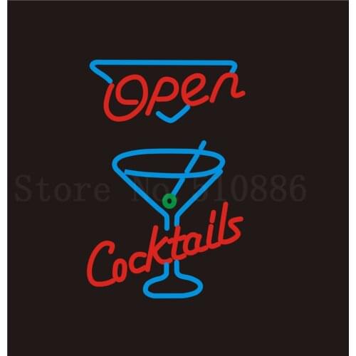 Custom Signage NEON SIGNS For Open Cocktails Beer Wines Club BAR PUB Signboard Display Decorate Store Shop Light Sign 24*20"