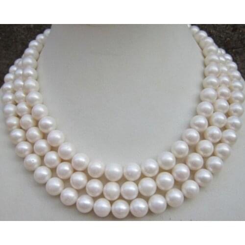 New 9-10MM AAA Round South Sea White Pearl Beads Necklace Pearl Jewelry Rope Chain Necklace Natural Stone Women Girl Gift