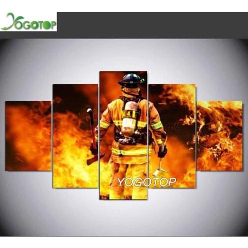Puzzle Diy Diamond Painting cross-stitch 5 Pieces Firefighter Full Drill rhinestone Mosaic Diamant Embroidery Home Decor ML1320