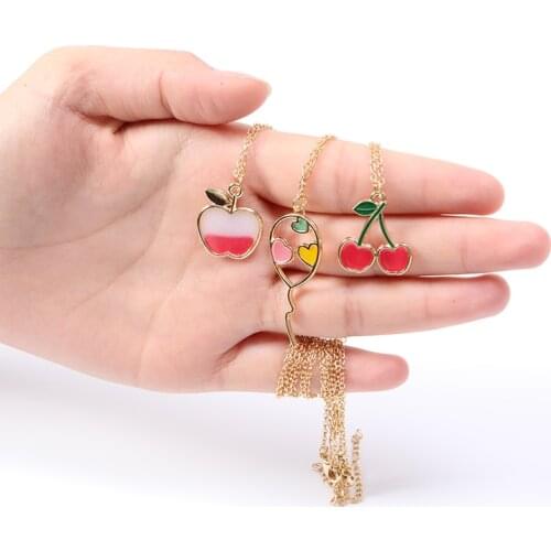 Gift love heart Flower Cubic Zirconia Colorful Enamel Crystal animal Zircon chain necklace Rhinestone Cartoon Kawaii jewelry