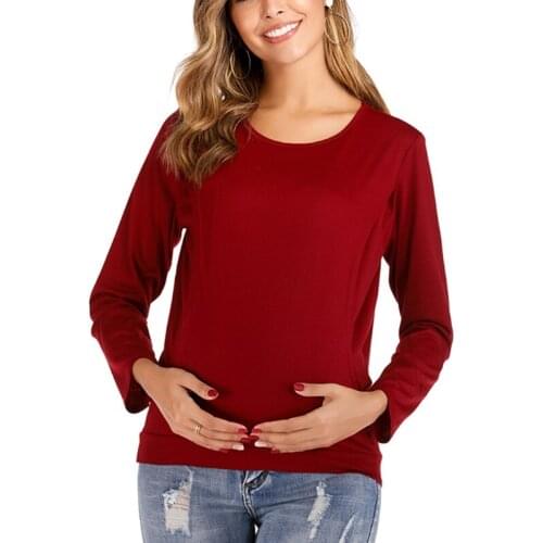 Casual Women Long Sleeve T-Shirt Maternity Tops Breastfeeding Tops Ladies T-Shirt Loose Mom Pregnancy Loose Mommy Clothes