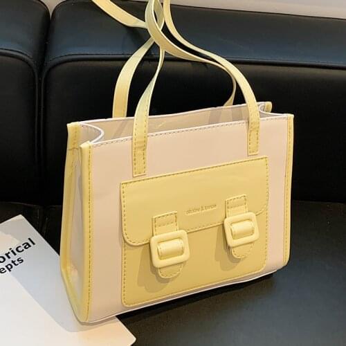 Casual Square Shoulder Bags for Women Contrast Color Messenger Bag Ladies Simple Designer Handbags Luxury Leather Crossbody Bags