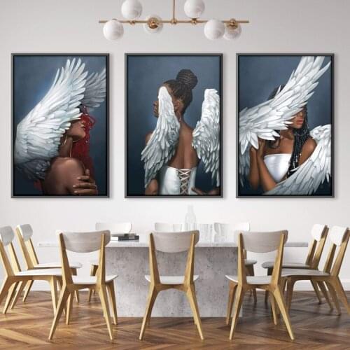 Sexy Woman with Angels Canvas Paiting Posters and Prints Modern Portrait Print Wall Art Pictures For Living Room Home Decoration