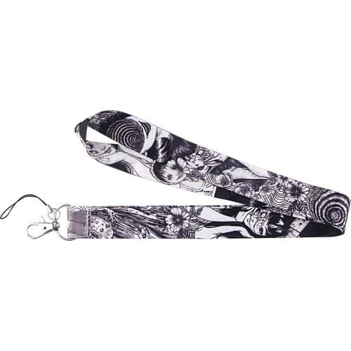 Ransitute R1241 Horror Anime Junji Tomie Ito Neck Strap Lanyards ID Badge Card Holder Keychain Strap Webbing Necklace Gift