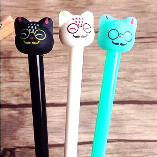 3pcs/lot Kawaii 3D Cat Head design gel pen for Writing 0.5mm black ink pen School Office Supplies Students' gift prize