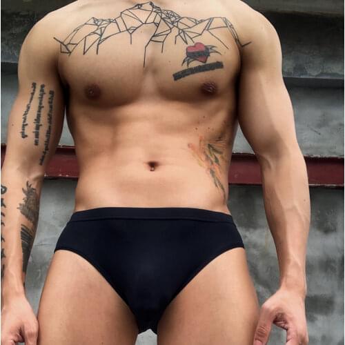 Ice Silk Sexy Underwear Men Briefs Seamless Breathable Panties Men Bikini Solid Low Waist Soft Underwear
