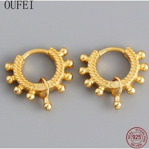 925 Sterling Silver Hoop Earrings For Women Round Bead Ball Earrings Fashion Charm Rings Earrings New Arrival 925 Silver Jewelry