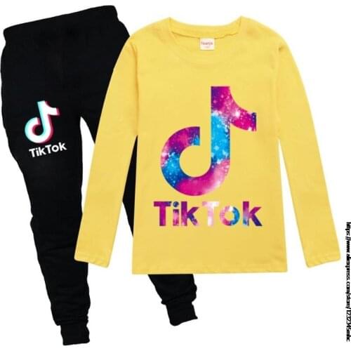 Tik Tok New Baby Girls Boys Clothing Sets Autumn Spring Casual Cotton Suit Children T-shirt Pants Clothes Set 2-16Year