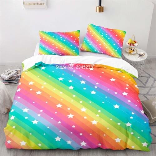 Beautiful Rainbow Pattern Comfortable Duvet Quilt Cover Pillowcase Bedding Adult Teen Bedroom Decor Home Textile Color Print