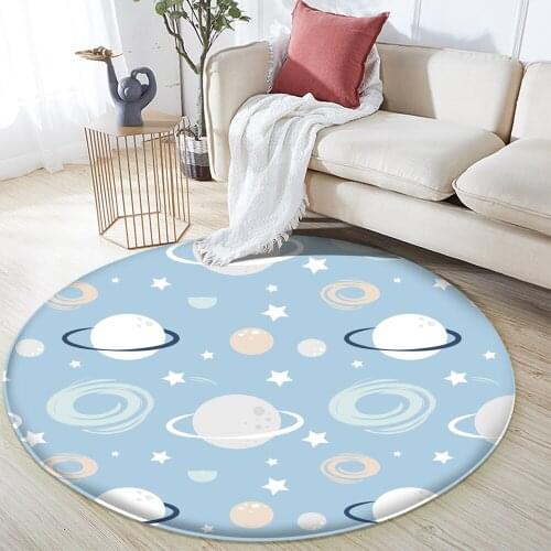 2021 Cosmic Planet Pattern Comfortable Round Carpet Non-Slip Children Flannel Carpet Children Baby Carpet Baby Play Mat