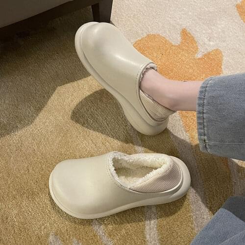 Waterproof Woman Home Slipper Winter Warm Women Indoor Cotton Non-slip Couples Shoes Ladies Soft Slippers Memory Foam Slides