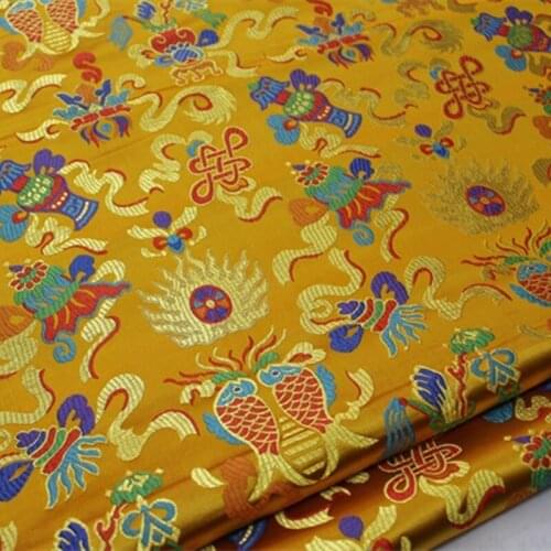 CF948 Fishes Jacquard Brocade Silk Fabrics/Bedding,Decoration Cloth,Tablecloth,Pillow Cover,Qipao,Couples Clothing Fabrics