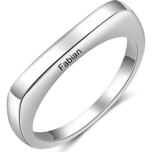 JewelOra Customized Engraved Name Rings for Women Silver Color Minimalist Jewelry Ring Female Personalized Gifts