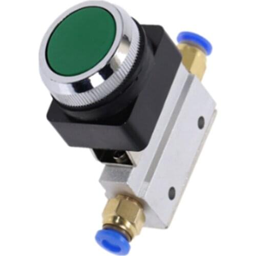 1/8" BSPP Threaded 2 Position 3 Way Flat Push Green Button Momentary Pneumatic Valve MOV-321PP Mechanical Switch