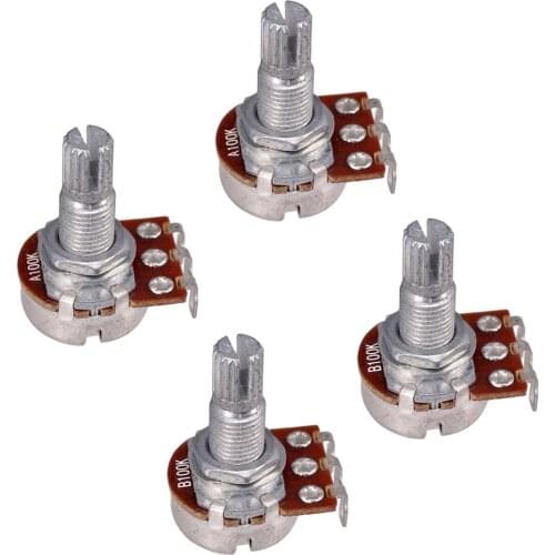 1 Pack Electric Guitars Audio Potentiometers 2pcs A100K+2pcs B100K, Silver