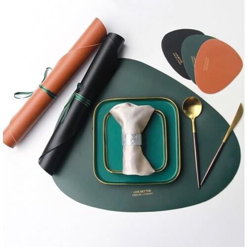 1pc PU Placemats Irregular Design Coaster Cup Mat Tablewares Pad Table Decoration Collection