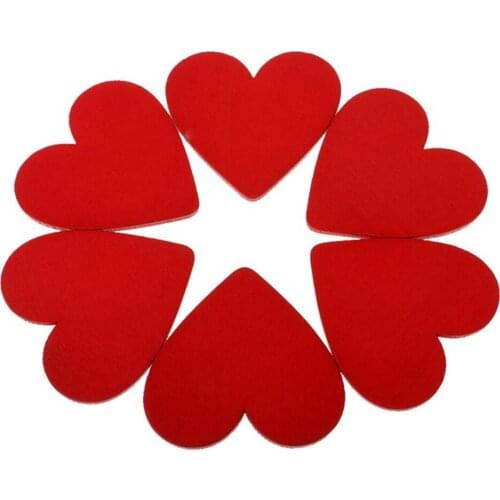10 pieces 3/4/5/6/8/9/15cm of red heart-shaped wood with holes diy hand-made birthday and wedding decorations