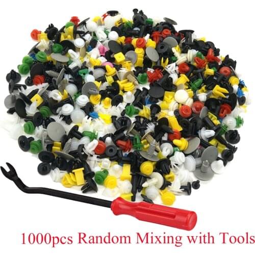 1000pcs/set Automotive Plastic Rivet Car Fender Bumper Interior Trim Push Pin Clips Kit Car Accessories With 6 Inch Tool