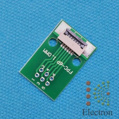 2pcs/lot 6P FFC FPC Adapter to 2.54mm 6Pin Flat Cable Socket Connector 0.5MM/1.0MM Pitch w/ 1.0mm flip cover for TFT LCD new