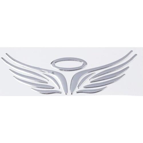3D Chrome Angel Wing Sticker Decal Auto Car Emblem Decal Decoration Color Silver
