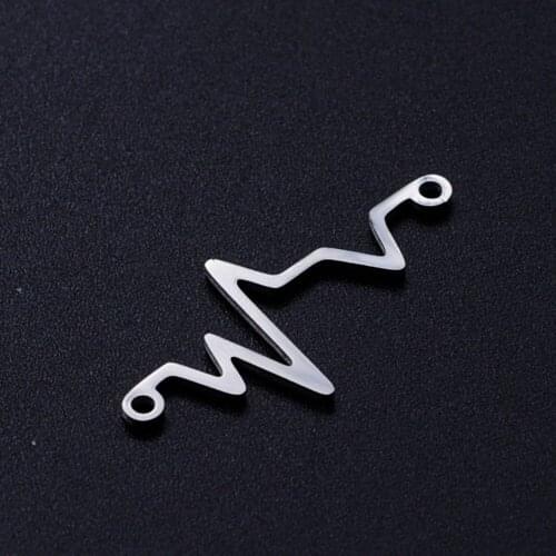 5pcs/lot Heartbeat 100% Stainless Steel DIY Connector Charms For Necklace Bracelets Making
