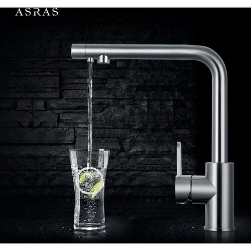 Asras AS-3040 304 Stainless Steel Kitchen Filtered Water Faucet Hot Cold Mixer Tap Single Handle Free Shipping