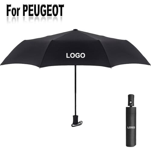 For Peugeot Logo Car Umbrellas For Men Women UV Sun Protection Automatic Umbrella Auto Emblem Business Travel Windproof Parasol