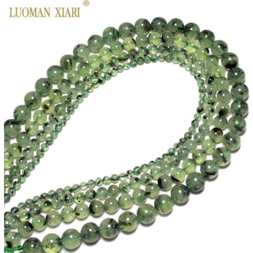 Free shipping AAA Natural Green Prehnites Round Natural Stone Beads For Jewelry Making DIY Bracelet Necklace 4/6/8/10/12mm