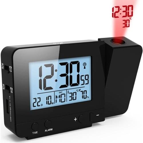 Projection Alarm Clock Multifunctional Snooze Function LED Digital Alarm Clock with Time Temp Projection