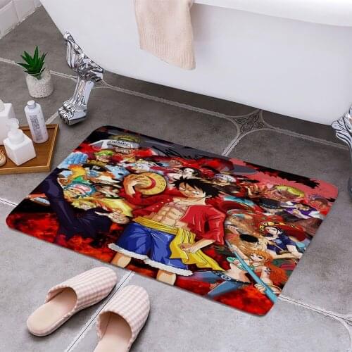 One Piece Anime Anti-slip Doormat Vacuuming Water Absorbing Kitchen Bedroon Bath Floor Mats Home Entrance Home Decora
