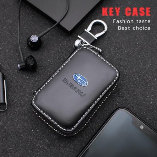 1PCS Genuine Leather Key Wallet Car Key Bag Multi Function Key Case For Subaru Forester 2014 Uutback Impreza Legacy XV 2019 STI