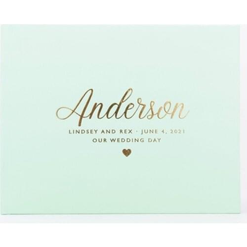 Personalized landscape Wedding Guest Book, Gold Foil bachelorette party Guest Book Heart, Custom bridal shower Sign In Book