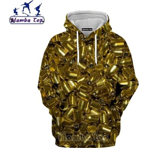 Mamba Top 3D Print Gold Hoodies Harajuku Diamond Mens Hoody O Neck Glow Men Bullet Hooded Cartoon Funny Women Unisex Sportswear