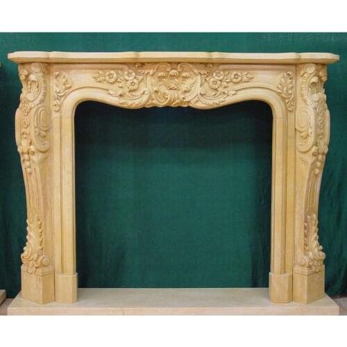 Custom made carved natural stone fireplace mantel marble frame European style living room decor customizing chimneypiece