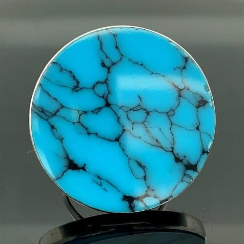 Turquoise Ring , Ladies Round Turquoise Ring , Handmade 925k Sterling Silver Ring , Big Turquoise Ring , Statement Rings , Gift