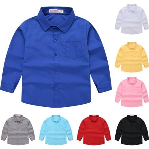 2021 Hot Sale Children Shirts Boys And Girls Suit Collar Shirt Solid Color Long-sleeved Shirt Student Costume Baby shirts