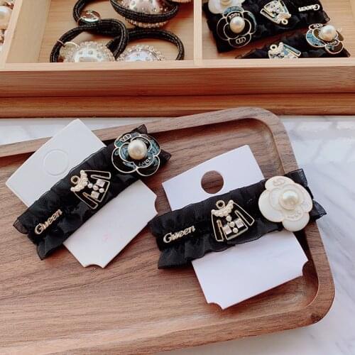 Fashion lace hair Hair Barrette Women Girls Rhinestone Barrette Hairpins Girl Cute pearls Headwear Hair Band Accessories