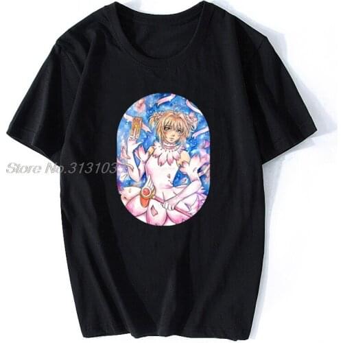 Men Card Captor Sakura T-shirts Funny Tops Card Captor Sakura Magical Girl Sakura Cotton Tshirt Anime Tees Harajuku Streetwear