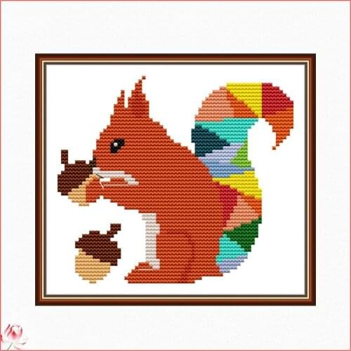 Joy Sunday Squirrel Cross Stitch Kits Animal Patterns Printed Canvas Embroidery Needlework Sets 11CT 14CT DIY Crafts Home Deco