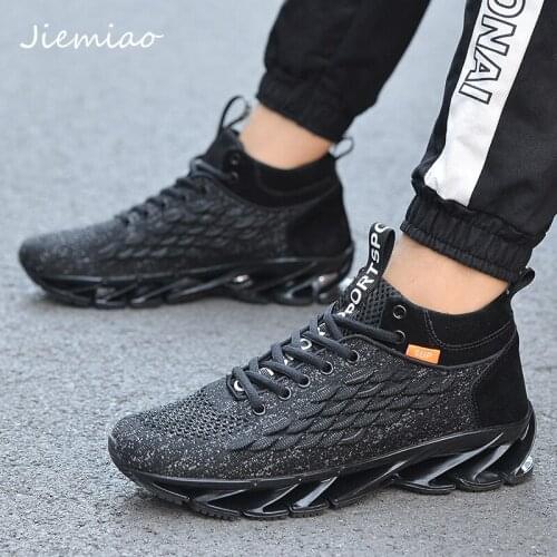 JIEMIAO 2021 New Trend Blade Men High Gang Running Shoes Outdoor Fitness Training Sports Shoes Breathable Mesh Men Sneakers