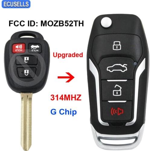 Upgraded Flip Folding Remote Car Key Fob 314MHz G Chip for Scion tC iQ / for Toyota Yaris 2014 2015 2016 FCC ID: MOZB52TH