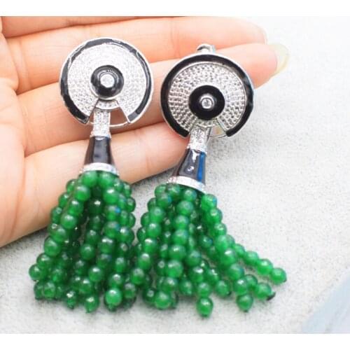 One pair green jade round 4mm faceted hook drop earrings 60mm wholesale beads nature FPPJ for woman wedding