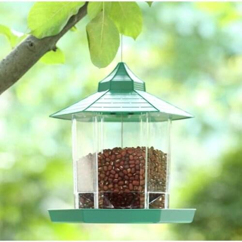 Plastic Bird Feeder Waterproof Outdoor Hexagonal Suspension Bird Feeder Bracket For Natural Garden Decoration