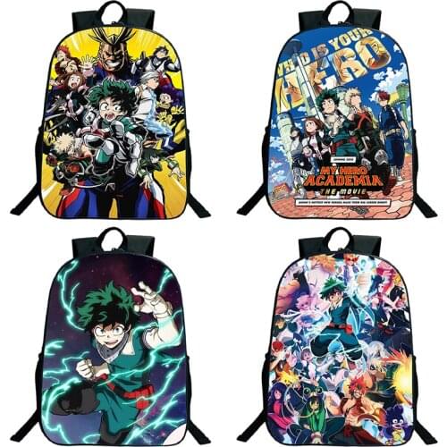 16inch Anime My Hero Academia Backpack Students Deku School Bag Boys Girls Kids Cartoon Rucksack Men Women Teens Travel Knapsack
