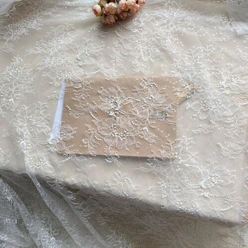 Mesh Embroidery French Small Sequin Thin Lace Fabric Childrens Clothing Wedding Dress Photo Background Accessories 150CM Wide