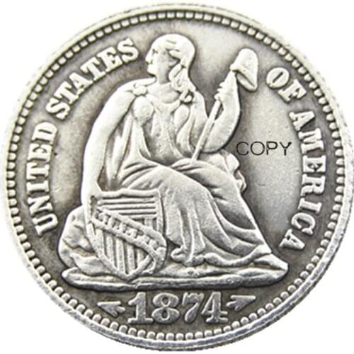 US 1874P/CC/S Liberty Seated Dime Silver Plated Copy Coin
