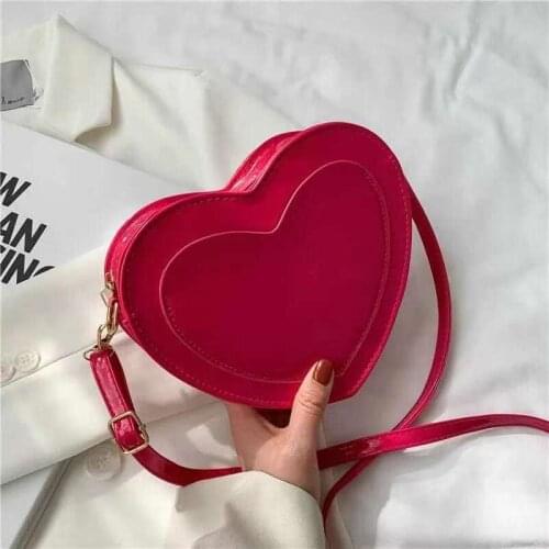 PU Leather Women pink Heart-shaped Crossbody Bag Luxury Small Shoulder Bags for Ladies Female lovely Evening Clutch Purse Handb