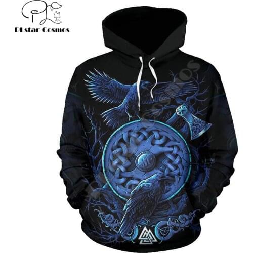 Viking hoodies Raven Axe And Wooden Shield 3D Printed Men Zip Up Hoodie Harajuku Streetwear Unisex Casual Jacket Tracksuit YY031